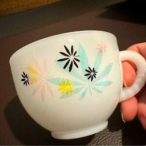 Vintage 50s Federal Glass Atomic Flower Tea Cup
